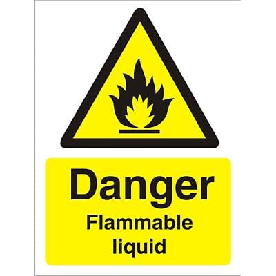 Warning Sign Flammable Liquid Vinyl 30 x 20 cm