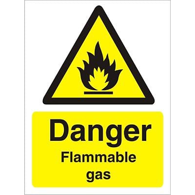 Warning Sign Flammable Gas Vinyl 30 x 20 cm