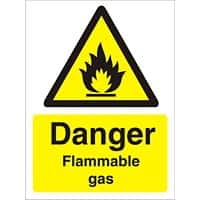 Warning Sign Flammable Gas Plastic 20 x 15 cm
