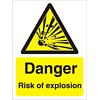 Warning Sign Risk of Explosion Self Adhesive Plastic 30 x 20 cm