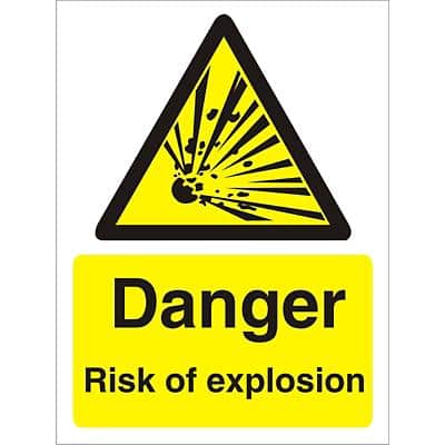Warning Sign Risk of Explosion Self Adhesive Plastic 40 x 30 cm