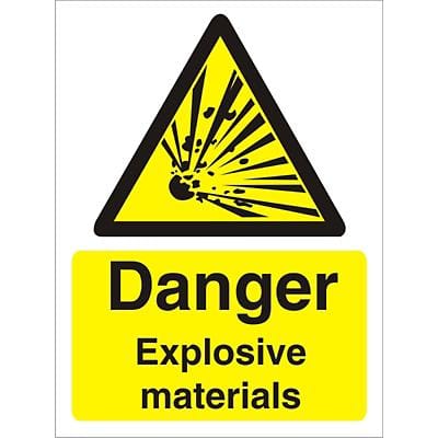 Warning Sign Explosive Materials Vinyl 20 x 15 cm