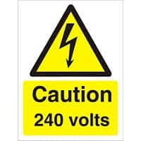 Warning Sign 240 Volts Adhesive Vinyl 20 x 15 cm