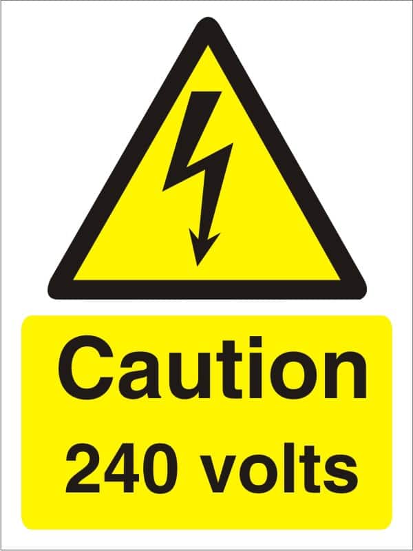Warning Sign 241 Volts Adhesive Vinyl 30 x 20 cm