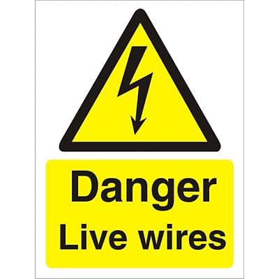 Warning Sign Live Wires Vinyl 20 x 15 cm