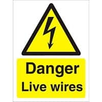 Warning Sign Live Wires Vinyl 30 x 20 cm