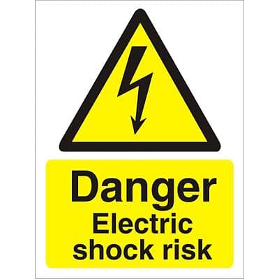 Warning Sign Electric Shock Risk Self Adhesive Plastic 40 x 30 cm