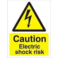 Warning Sign Electric Shock Risk Self Adhesive Plastic 20 x 15 cm