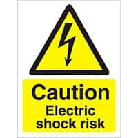 Warning Sign Electric Shock Risk Self Adhesive Plastic 30 x 20 cm