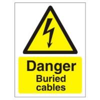 Warning Sign Buried Cables Vinyl 20 x 15 cm