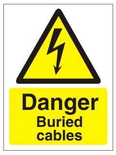 Warning Sign Buried Cables Adhesive Vinyl 30 x 20 cm