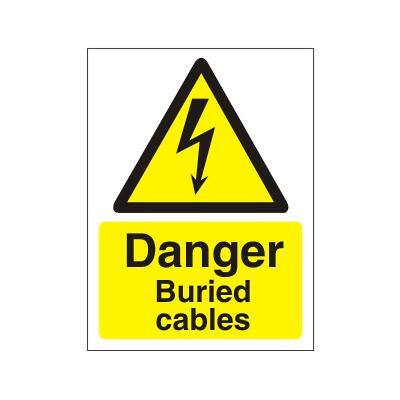 Warning Sign Buried Cables Vinyl 40 x 30 cm