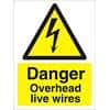 Warning Sign Overhead Wires Vinyl 20 x 15 cm