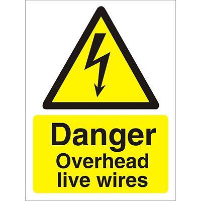 Warning Sign Overhead Wires Vinyl 20 x 15 cm