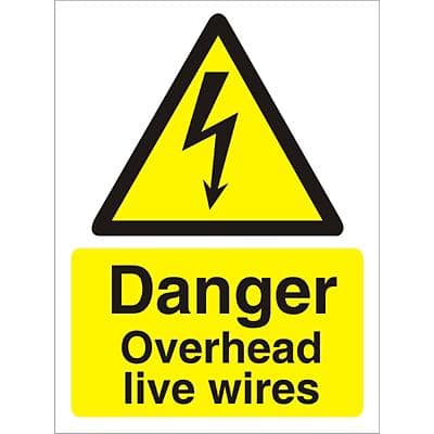 Warning Sign Overhead Wires Vinyl 30 x 20 cm