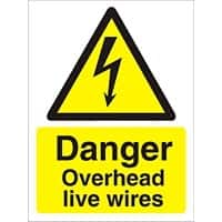 Warning Sign Overhead Wires Adhesive Plastic 30 x 20 cm