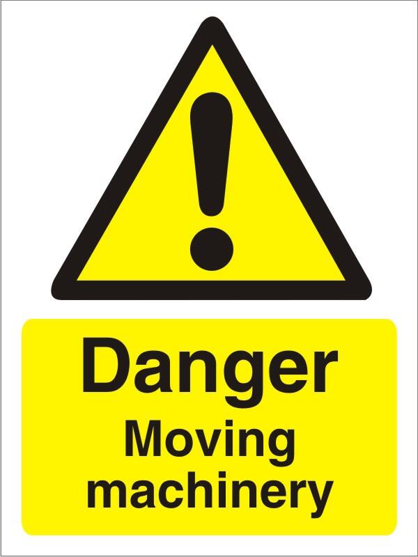 Warning Sign Moving Machinery Adhesive Vinyl 20 x 15 cm