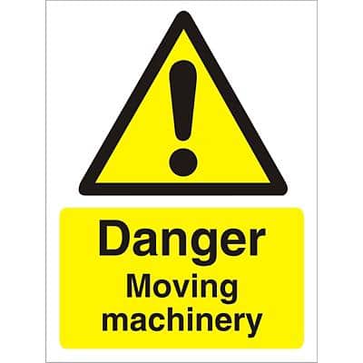 Warning Sign Moving Machinery Plastic 20 x 15 cm