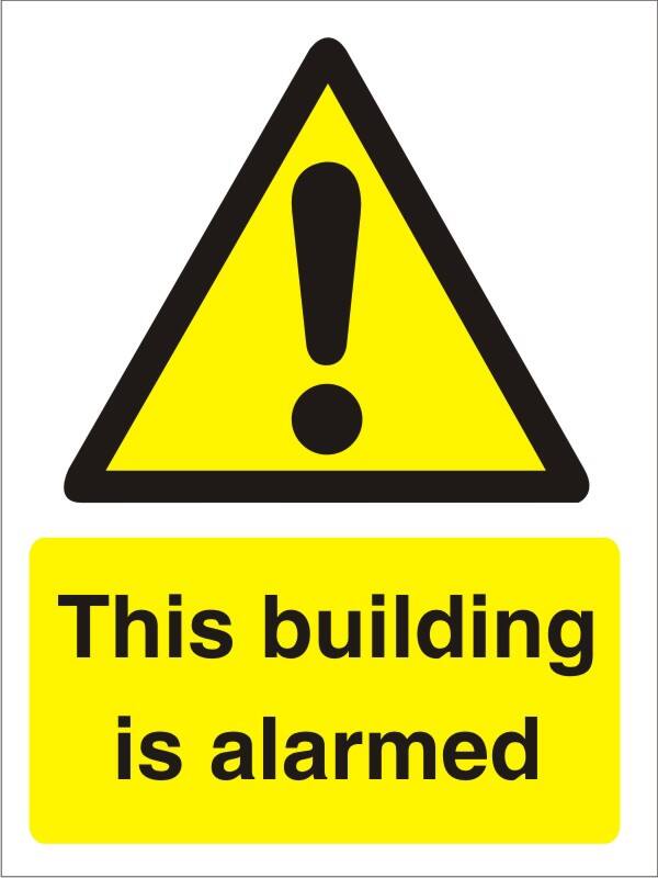 Warning Sign Building Alarmed Adhesive Plastic 20 x 15 cm