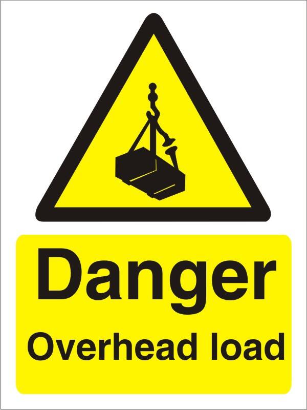 Warning Sign Overhead Load Adhesive Vinyl 20 x 15 cm
