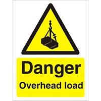 Warning Sign Overhead Load Adhesive Plastic 20 x 15 cm