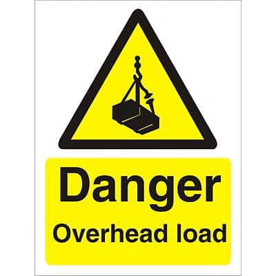 Warning Sign Overhead Load Plastic 20 x 15 cm