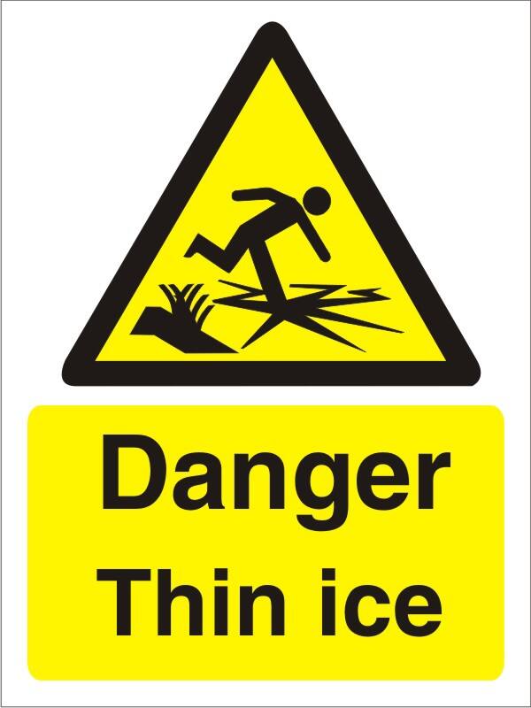 Warning Sign Thin Ice Adhesive Vinyl 40 x 30 cm