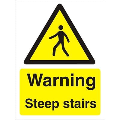 Warning Sign Steep Stairs Vinyl 20 x 15 cm