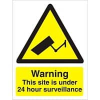 Warning Sign Site Under 24 Hour Surveillance Vinyl 20 x 15 cm