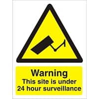 Warning Sign Site Under 24 Hour Surveillance Adhesive Plastic 30 x 20 cm
