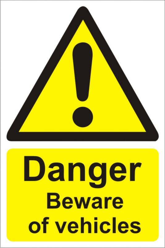 Warning Sign Beware Of Vehicles Adhesive Plastic 60 x 40 cm