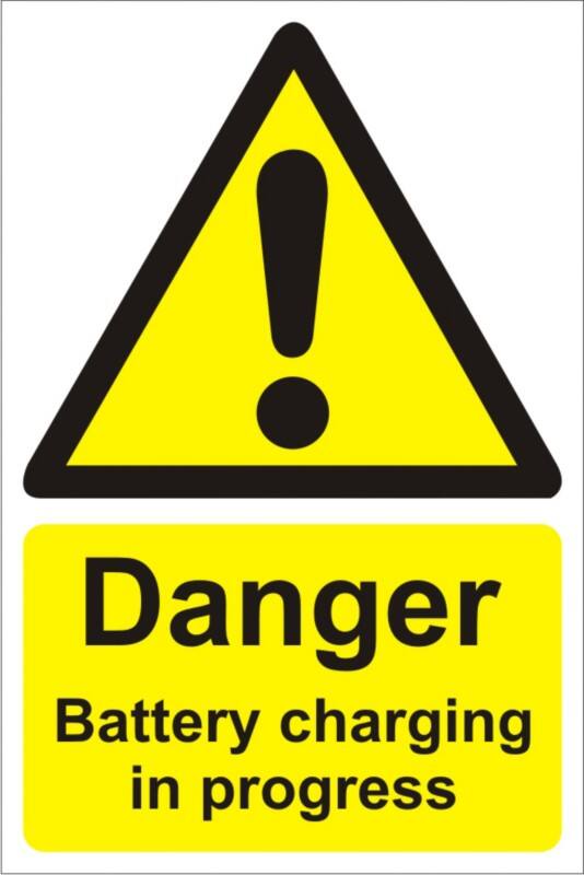 Warning Sign Battery Charging Adhesive Plastic 60 x 40 cm