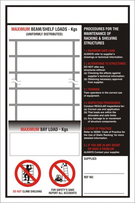 Mandatory Sign Maximum Loads Adhesive Plastic 60 x 40 cm