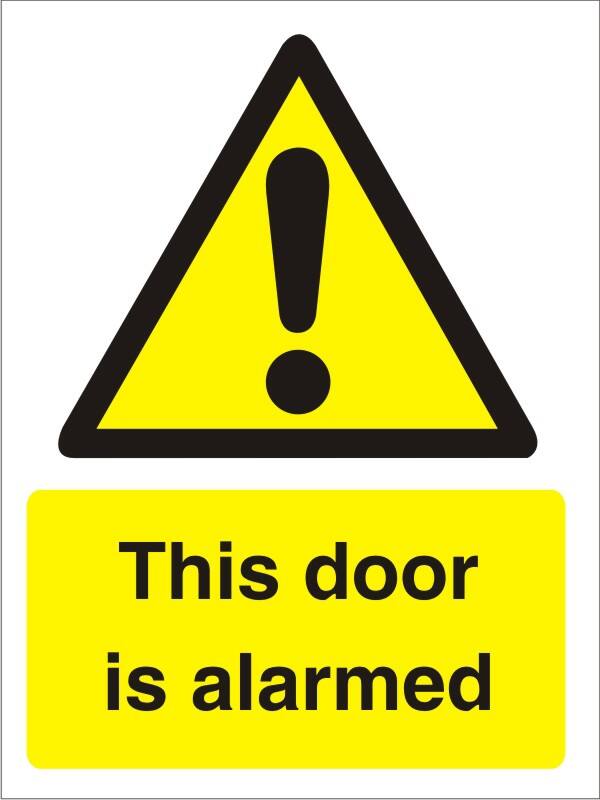 Warning Sign Door Alarmed Adhesive Vinyl 20 x 15 cm