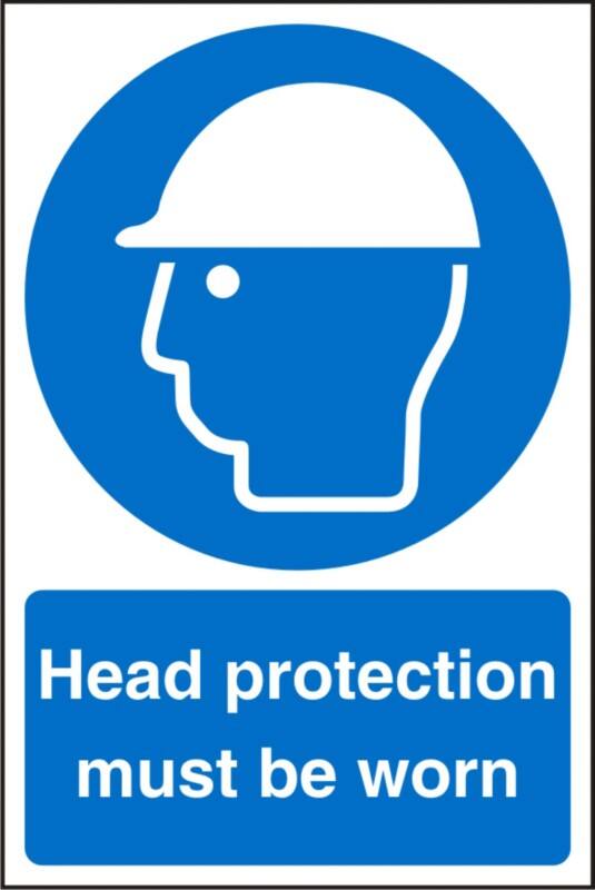 Mandatory Sign Head Protection Adhesive Plastic 60 x 40 cm