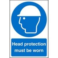 Mandatory Sign Head Protection Adhesive Plastic 60 x 40 cm
