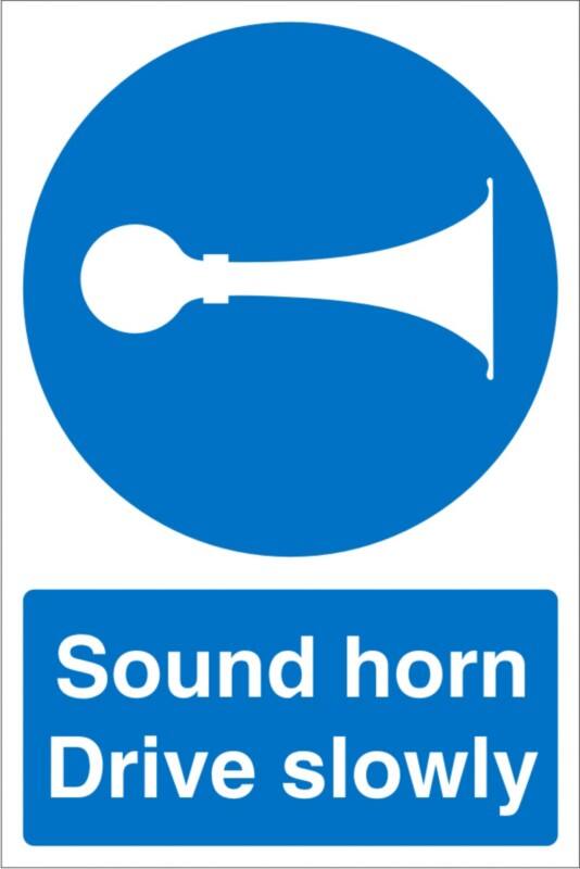 Mandatory Sign Sound Horn Adhesive Plastic 60 x 40 cm