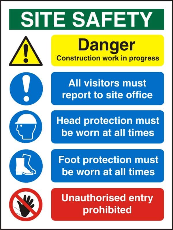 Information Sign Site Safety Freestanding PVC (Polyvinyl Chloride) 60 x 45 cm