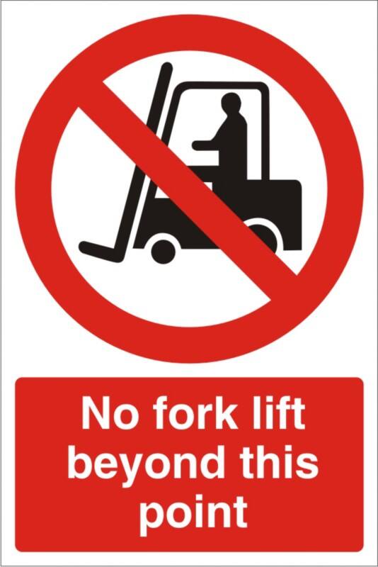 Warning Sign No Fork Lift Adhesive Plastic 60 x 40 cm