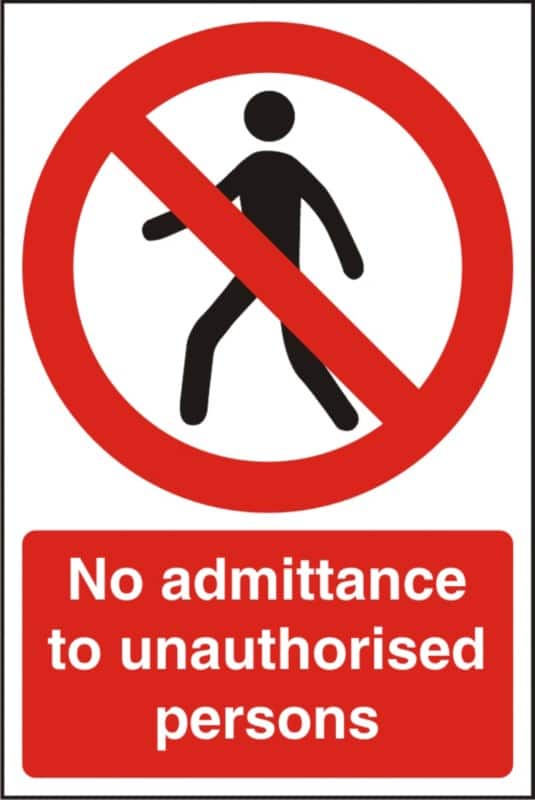 Warning Sign No Admittance Adhesive Plastic 60 x 40 cm