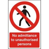 Prohibition Sign No Admittance Plastic 60 x 40 cm