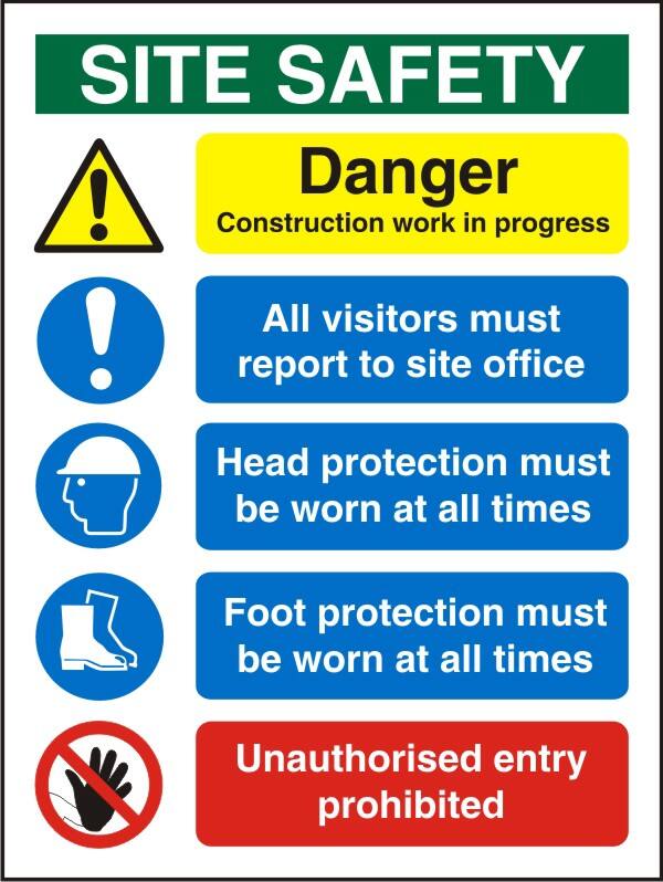 Information Sign Site Safety Freestanding PVC (Polyvinyl Chloride) 80 x 60 cm