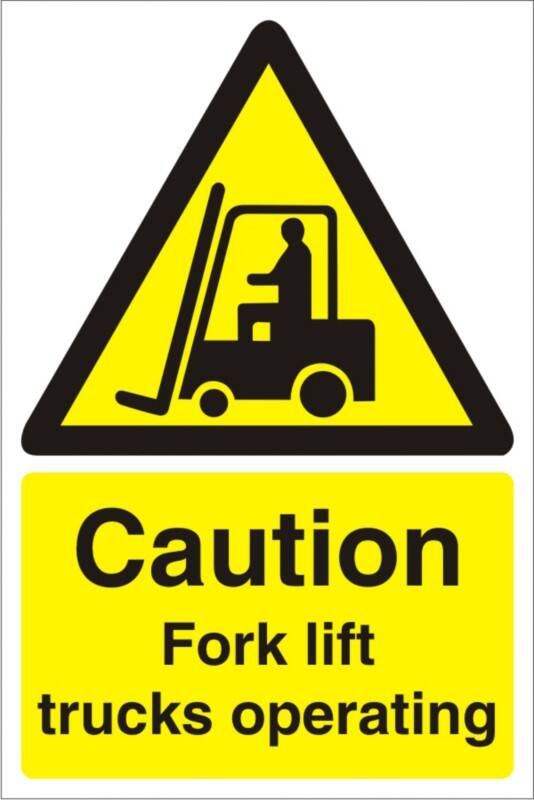 Mandatory Sign Fork Lift Trucks Adhesive Plastic 60 x 40 cm