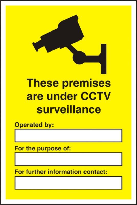 Warning Sign Under CCTV Adhesive Plastic 60 x 40 cm