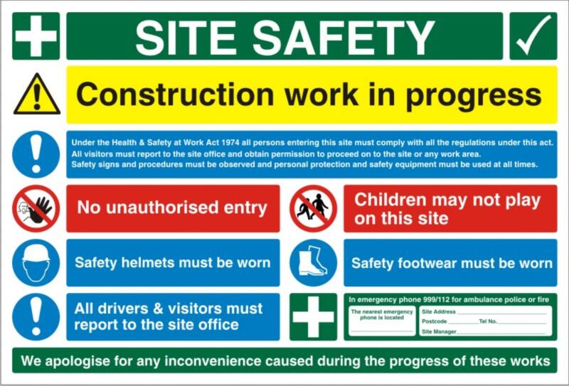 Information Sign Site Safety Freestanding PVC (Polyvinyl Chloride) 60 x 90 cm