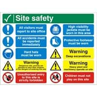 Information Sign Site Safety Freestanding PVC (Polyvinyl Chloride) 45 x 60 cm