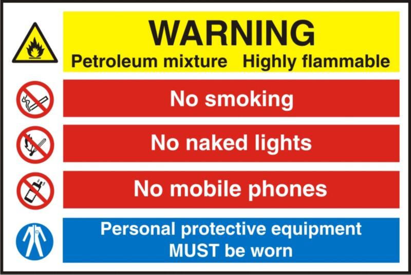 Warning Sign Petroleum Adhesive Plastic 40 x 60 cm