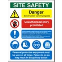 Site Sign Construction Site Safety Fluted Board 80 x 60 cm