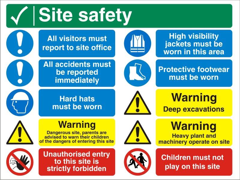 Information Sign Site Safety Freestanding PVC (Polyvinyl Chloride) 60 x 80 cm