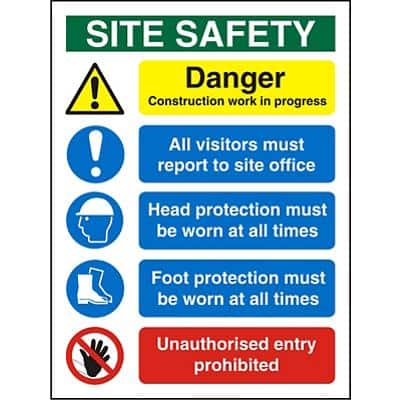 Construction Site Sign Site Safety Fluted Board 60 x 45 cm